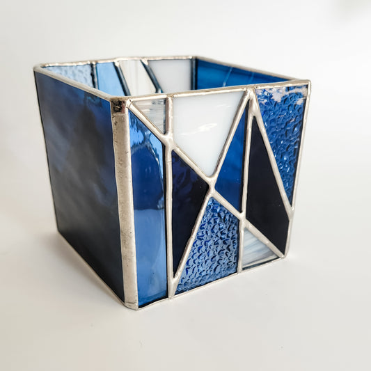 Geometric Candle Holder - Mixed Blues/White