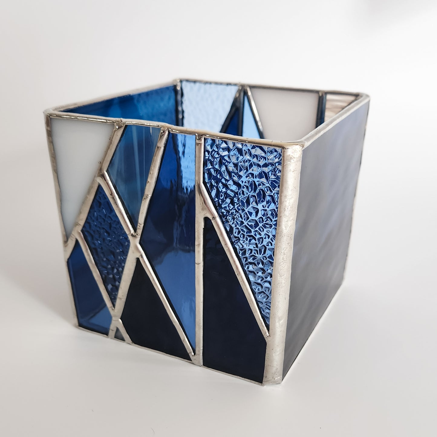Geometric Candle Holder - Mixed Blues/White