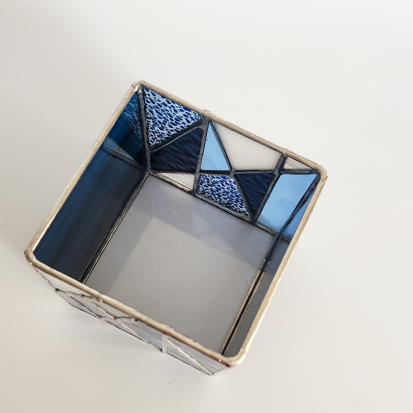 Geometric Candle Holder - Mixed Blues/White