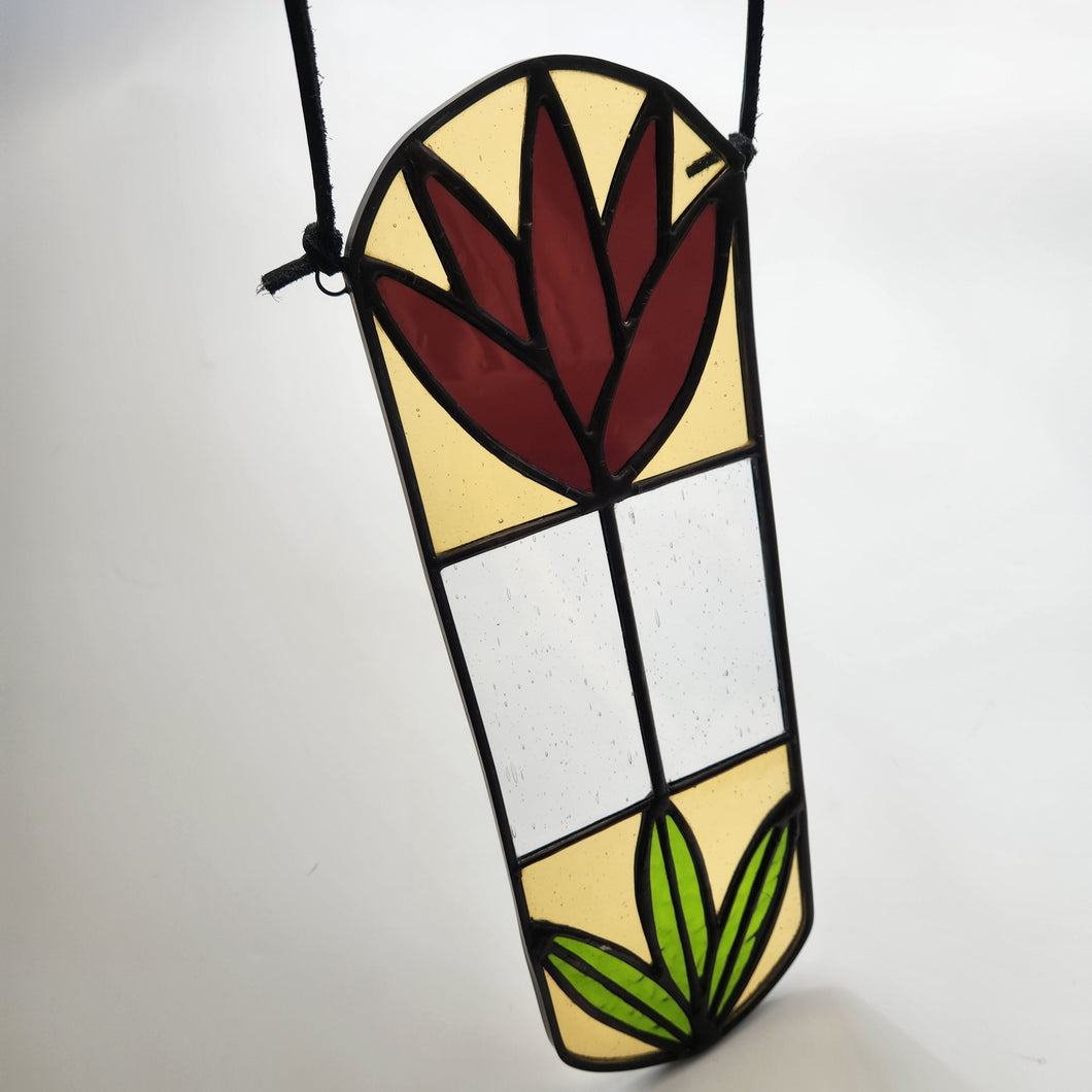 Cottage Flower Panel - Burgundy & Light Amber