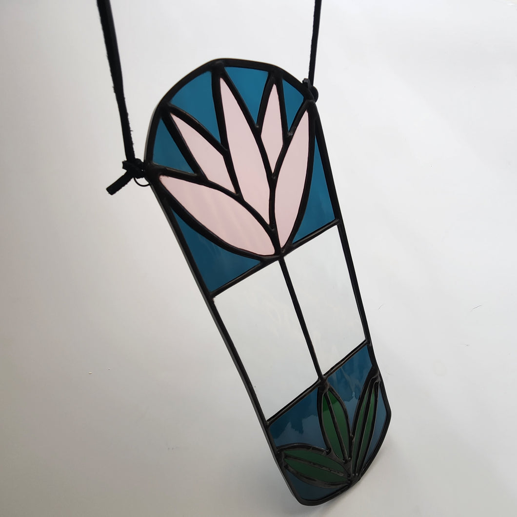 Cottage Flower Panel - Pink & Steel Blue